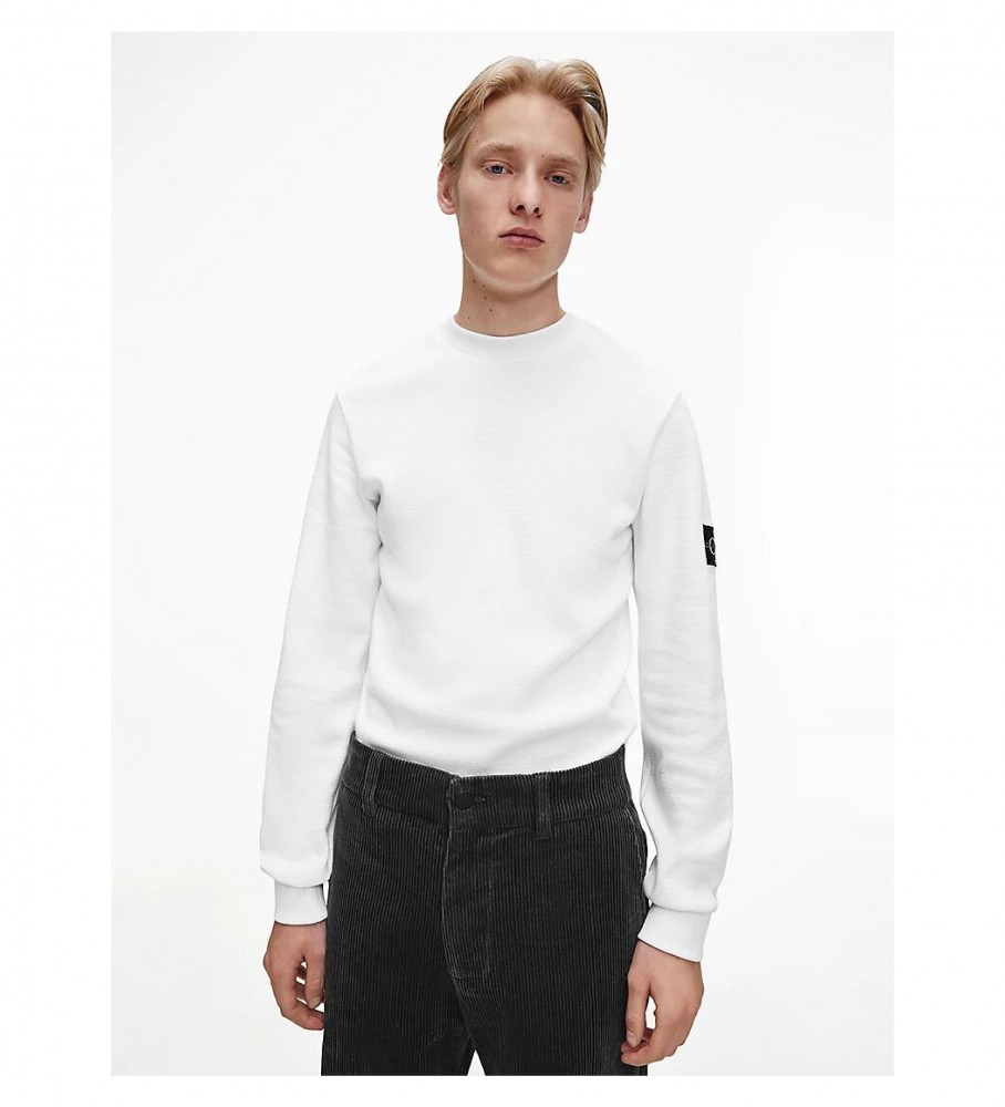 Calvin Klein Jeans T-shirt à manches longues Badge Monologo blanc