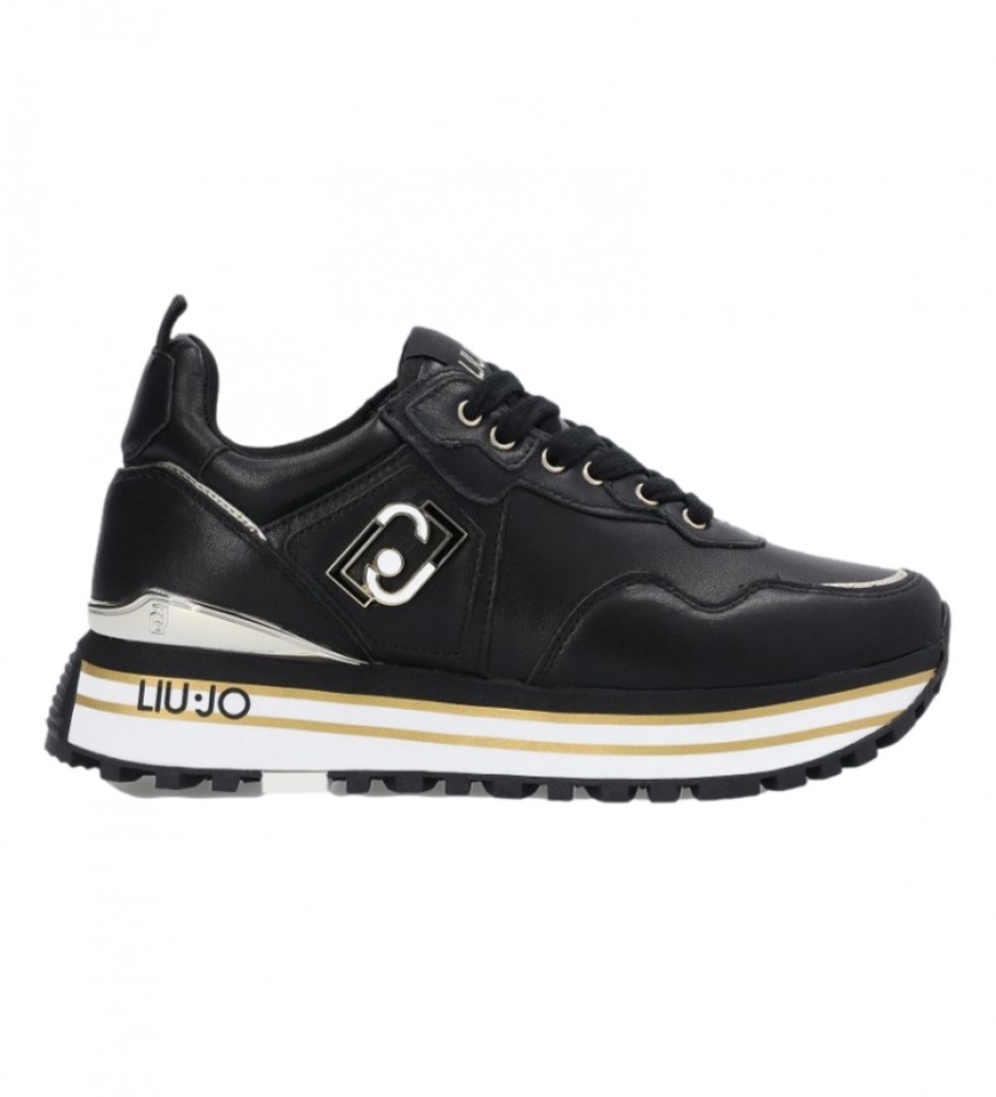 voor het geval dat verzekering oorsprong Liu Jo Maxi Wonder zwarte lederen sportschoenen - platform hoogte: 4.5cm -  Esdemarca winkel voor schoenen, mode en accessoires - merkschoenen en  merksneakers