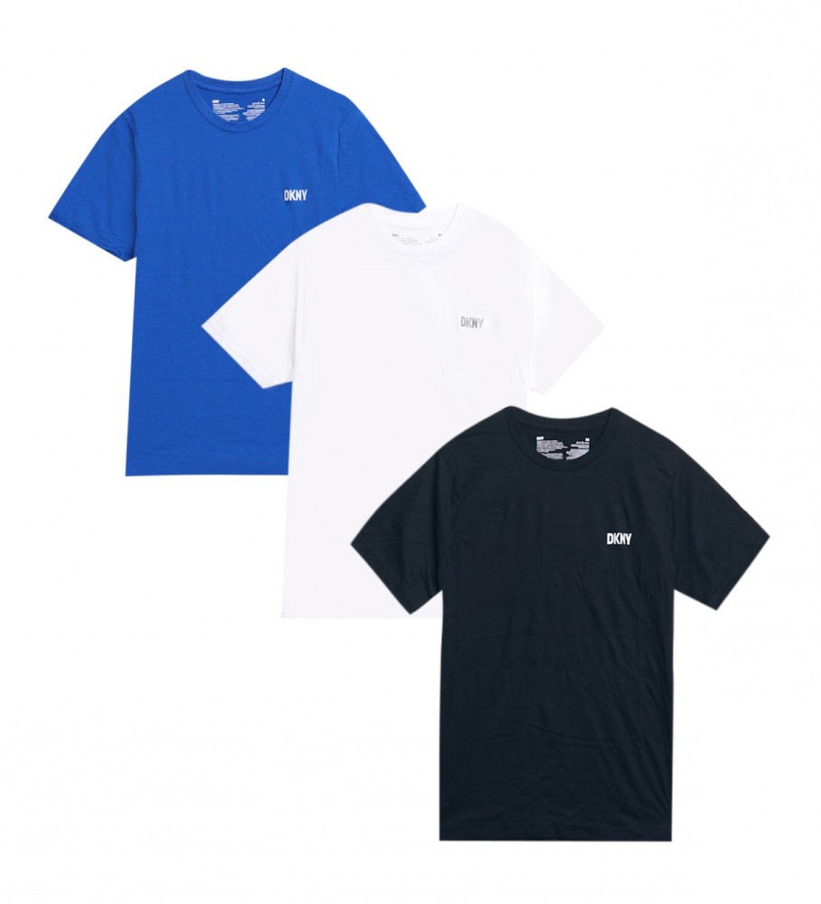 DKNY 3 pacotes de t-shirts azul marinho, azul eléctrico e branco dos Giants