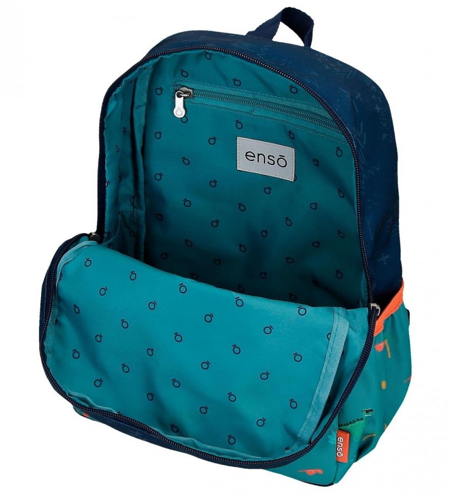 Valigia Cabina Enso Dino Per Bambini 3-7 Anni - Trolley Cavalcabile, 38 Cm, Blu, 34 Litri