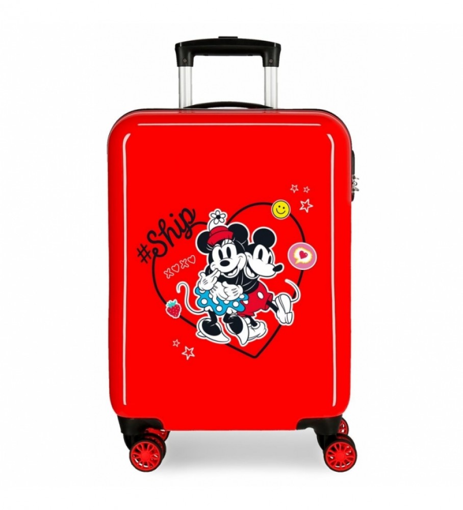 Joumma Bags Mala de cabine Mickey & Minnie Ship Always Be Kind rígido vermelho -38x55x20cm