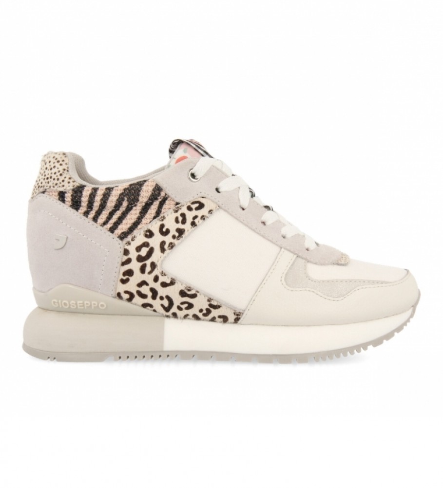 Gioseppo Sneakers Overland in pelle con stampa animalier, vichy e fiori bianchi