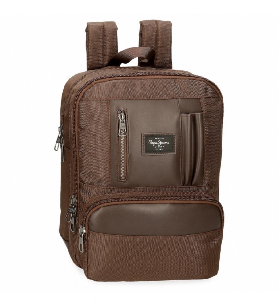 Pepe Jeans Brown Bomber Computer and Laptop Backpack -27x36x12cm