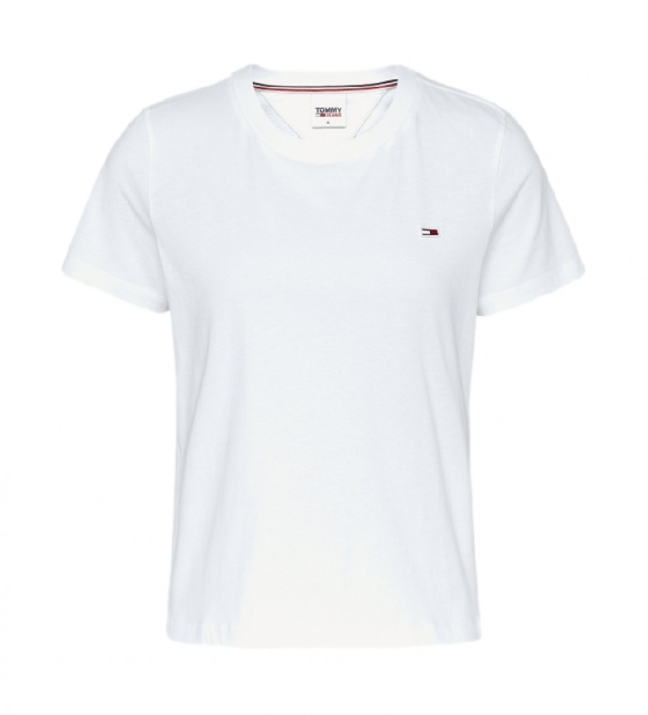Tommy Hilfiger T-shirt bianca con scollo a C in jersey regolare TJW
