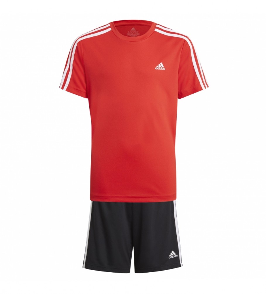adidas Set T-shirt and Shorts 3 Stripes red