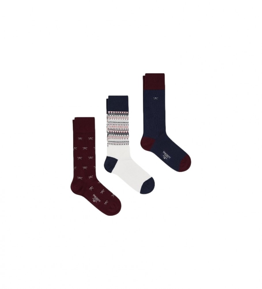HACKETT Pack of 3 Fairisle multicoloured socks