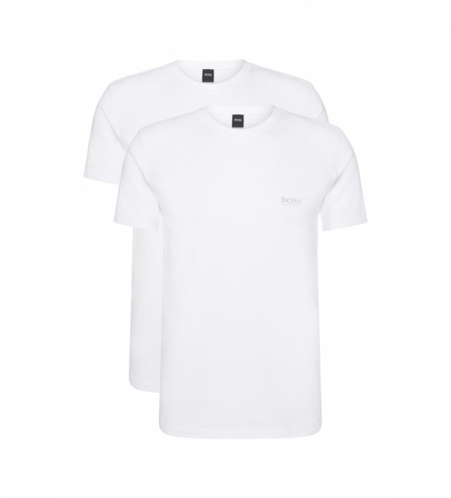 BOSS Pacote de 2 camisetas de roupa íntima com o logo do peito branco