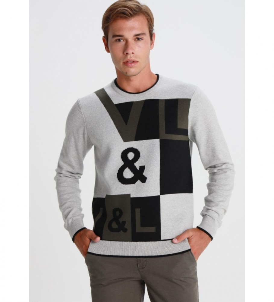 Victorio & Lucchino, V&L Intarsia sweater grey, black