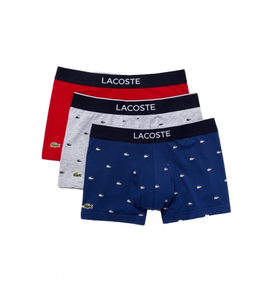 Lacoste Pack de 3 boxers 5H3411_W3T azul, gris, rojo