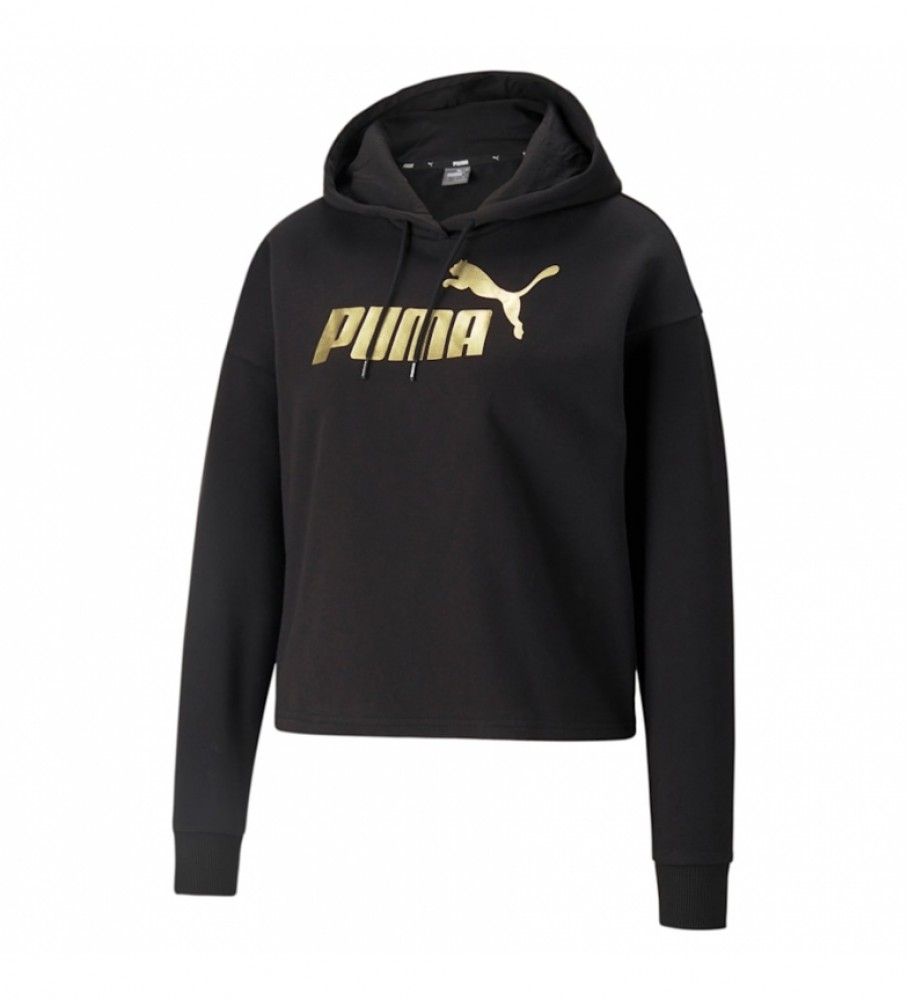 Puma Sweatshirt ESS Cropped Metallic Logotipo metálico preto