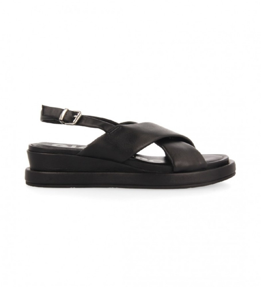 Gioseppo Black Heffin leather sandals -Height: 4.5 cm