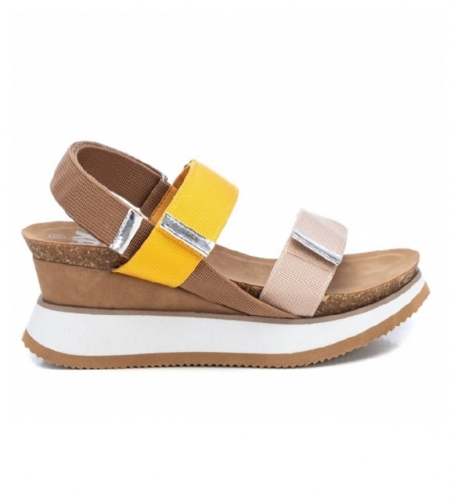Xti Sandals 044805 multicolor, brown -Height 7cm wedge 