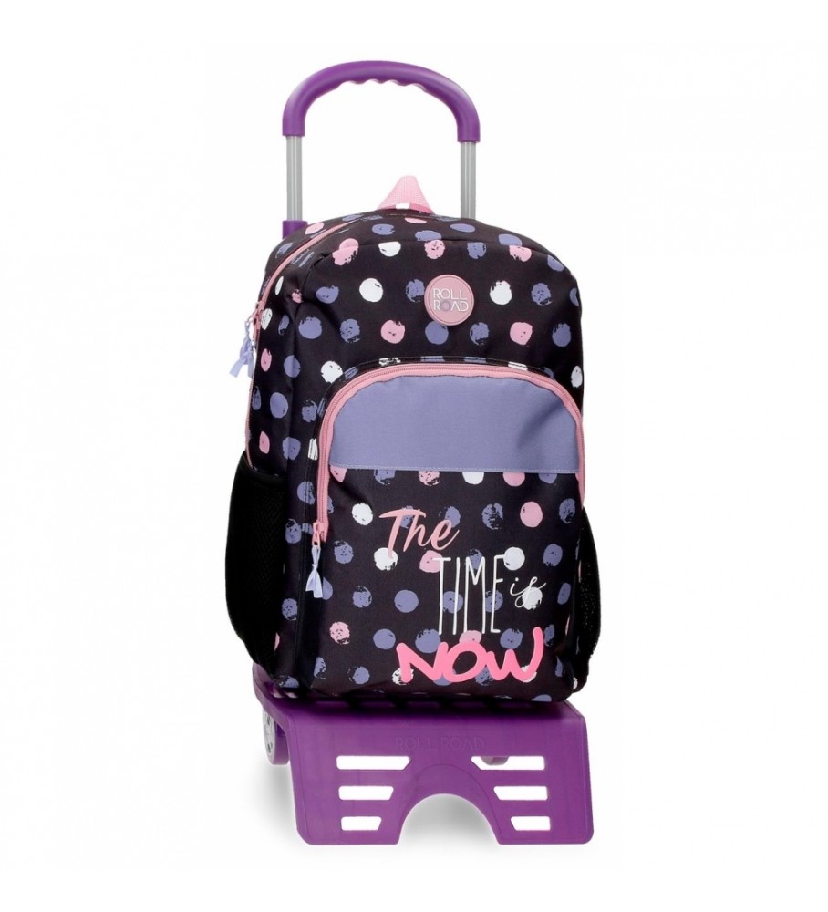 Roll Road School Backpack with Trolley The time is now black 