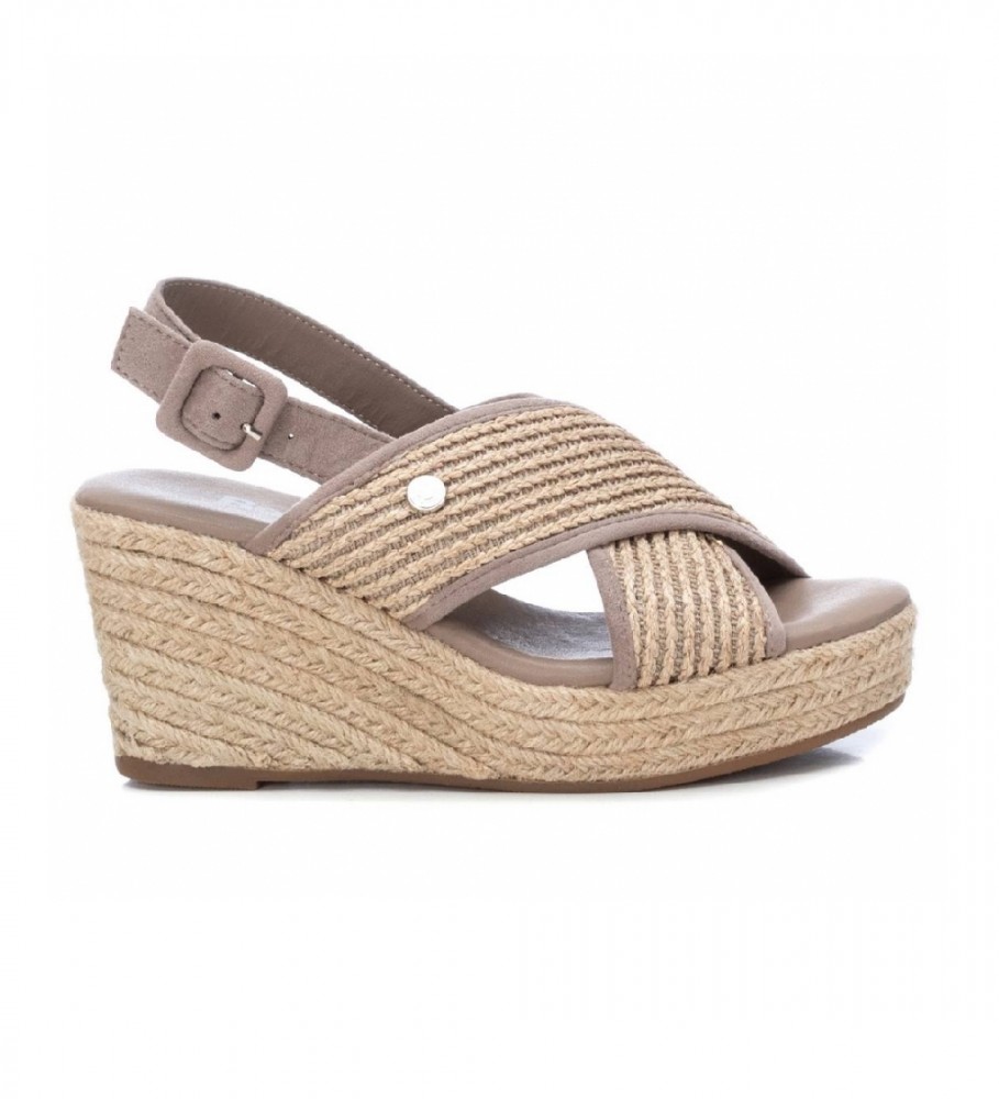 Refresh Wedge sandals taupe - Wedge height 9cm 