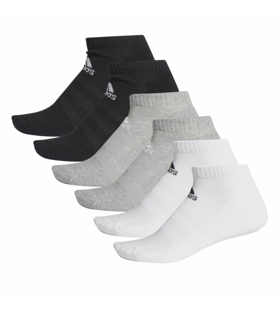 adidas Pack de 6 calcetines CUSH LOW 6PP blanco, negro, gris