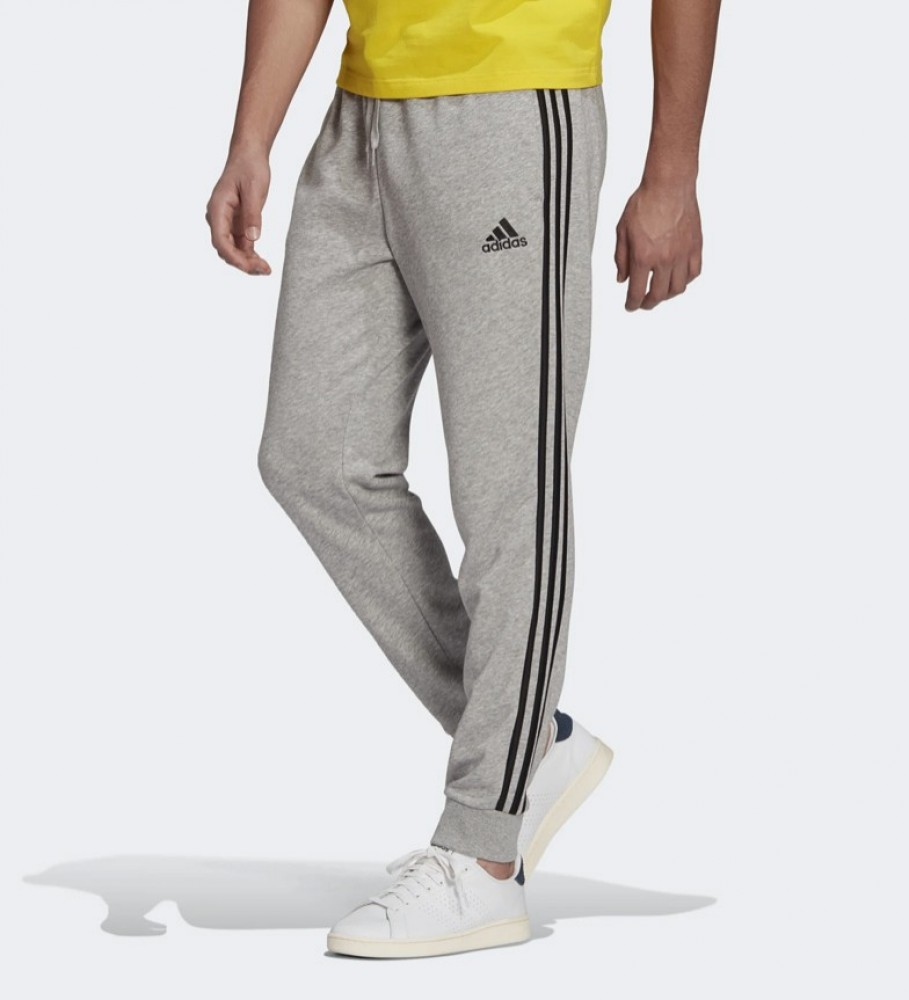 adidas Pantalon Essentials French Terry Tapered Cuff 3-Stripes gris