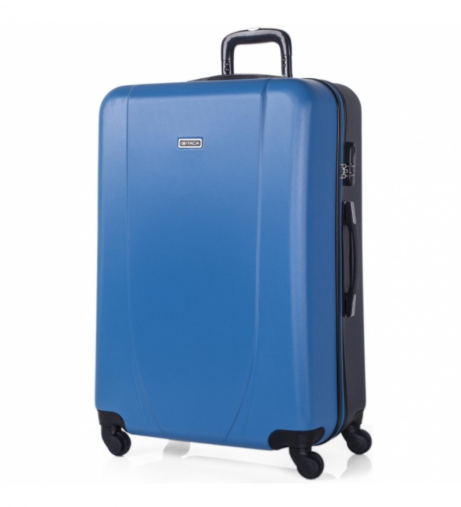 ITACA Saco de Viagem Grande XL Saco Rígido de 4 Rodas 71170 azul, antracite -75x50x30cm