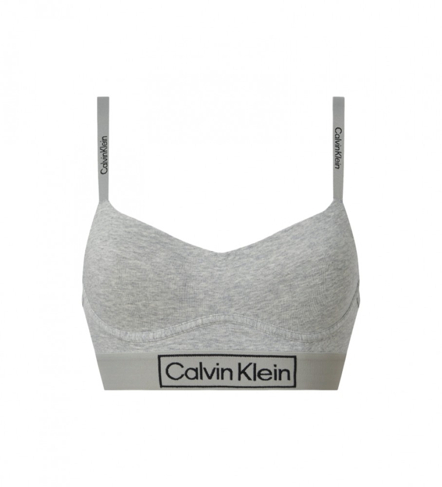 Calvin Klein Bralette Reimagined Heritage Logo cinzento