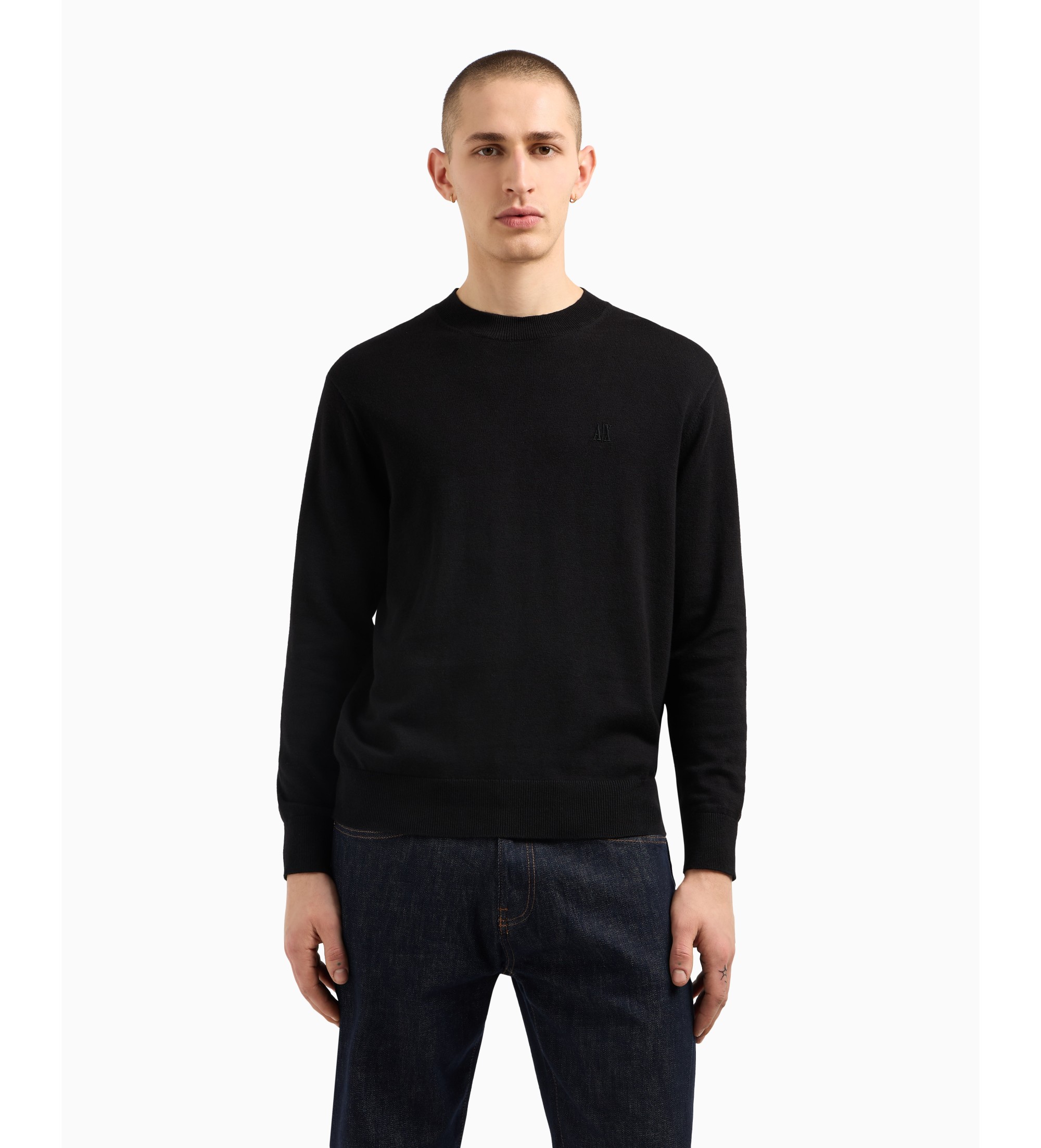 A|X Armani Exchange Czarny sweter z mieszanki bawełny A|X Armani Exchange Czarny sweter z mieszanki bawełny