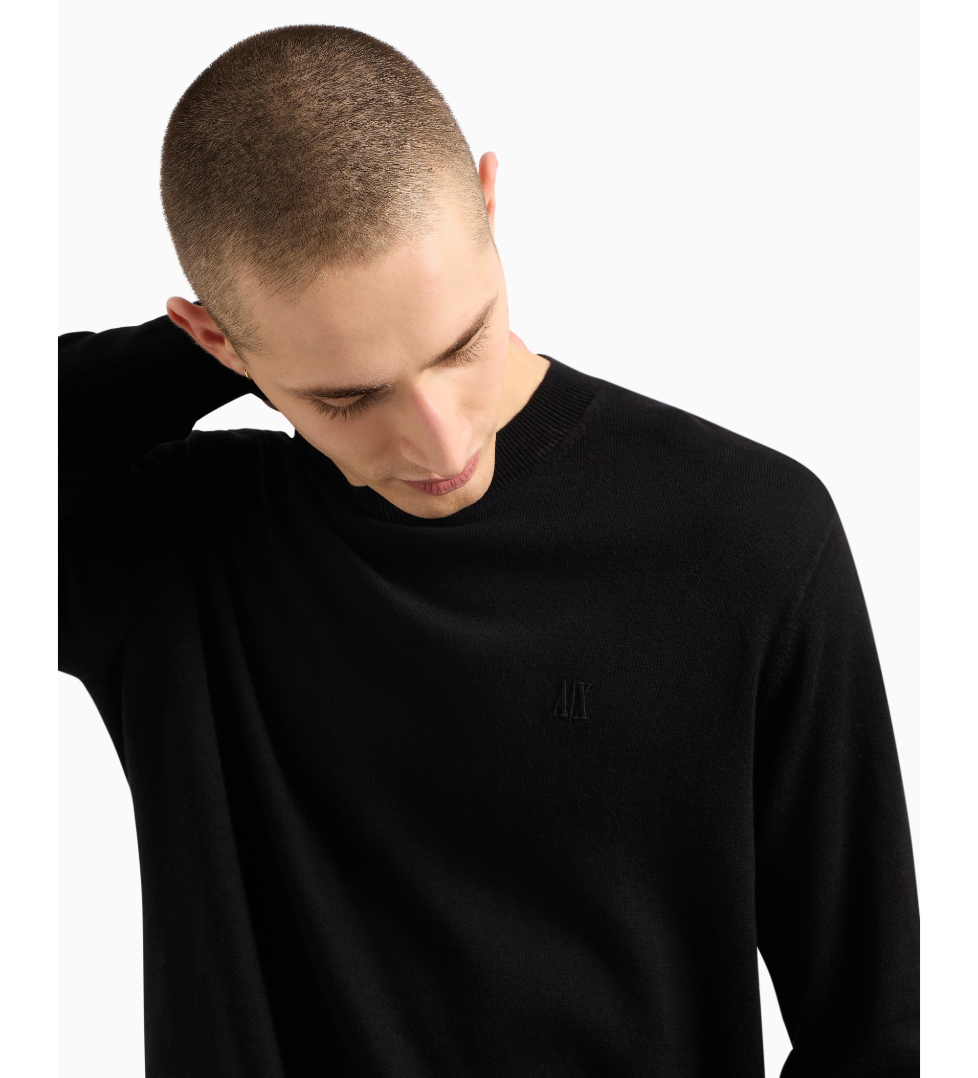 A|X Armani Exchange Czarny sweter z mieszanki bawełny A|X Armani Exchange Czarny sweter z mieszanki bawełny