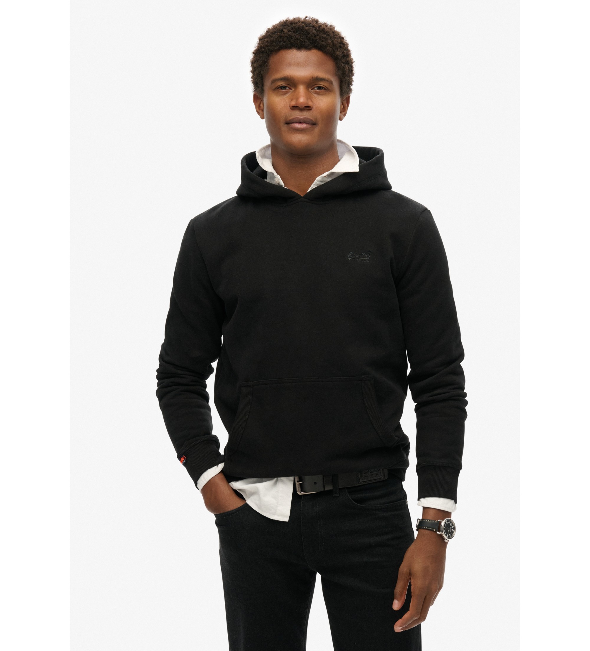 Superdry Bluza z kapturem i logo Essential czarna Superdry Bluza z kapturem i logo Essential czarna