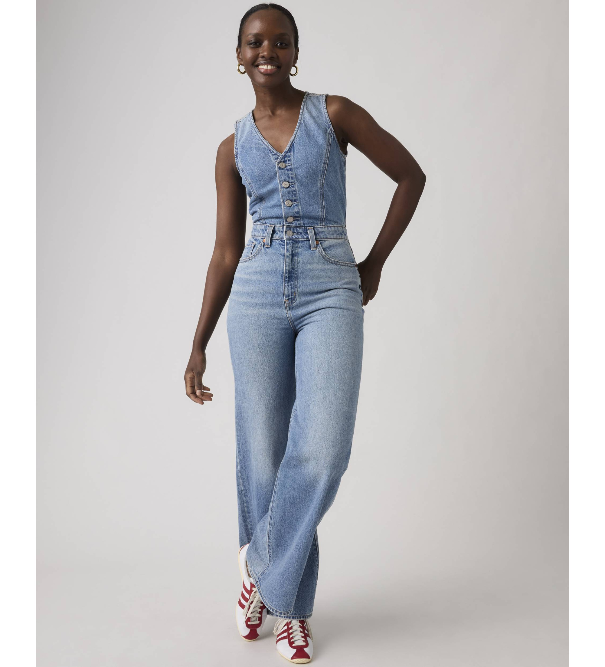 Levi's Tuta leggera a gamba larga in denim blu