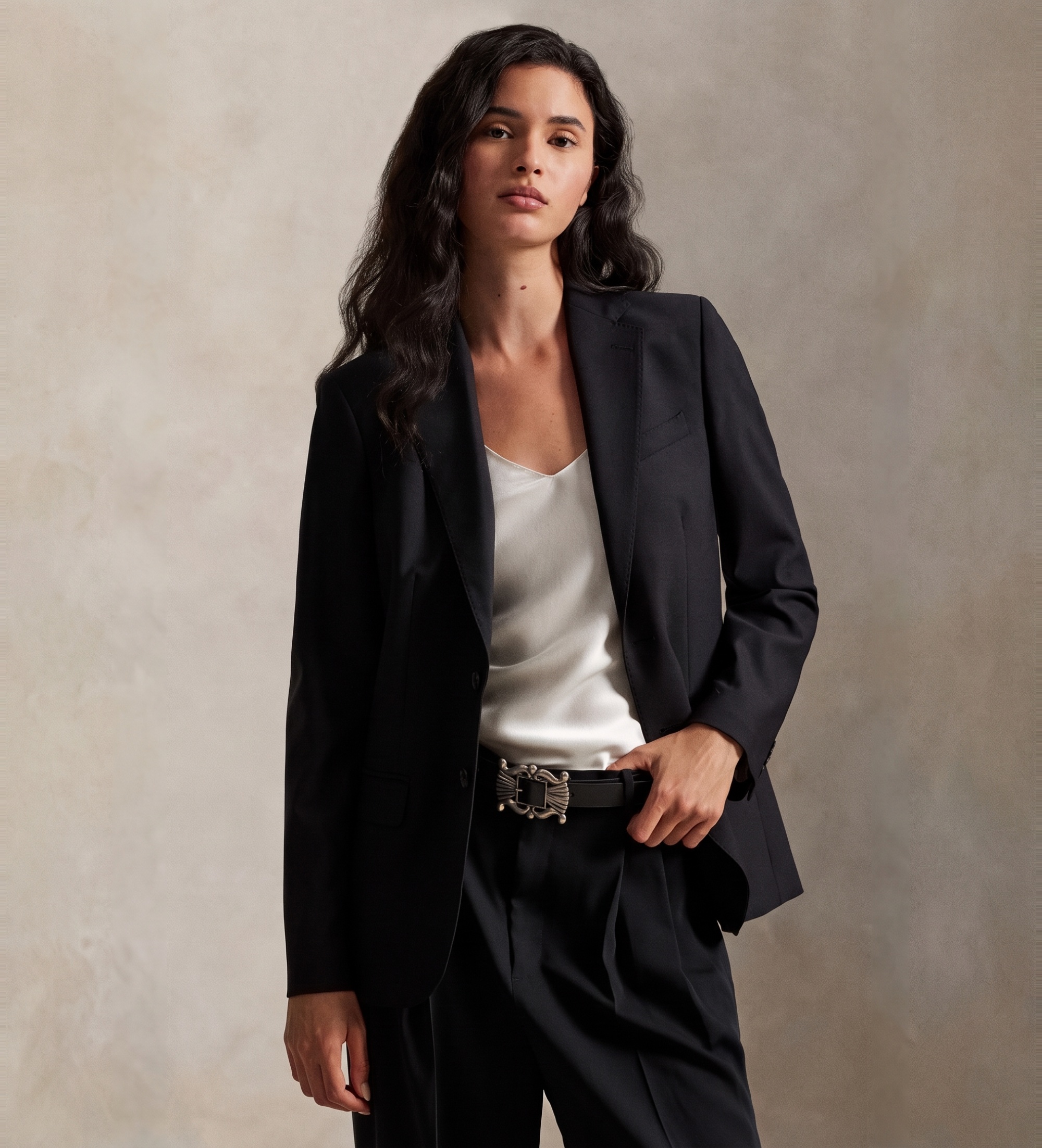 Blazer aus Woll-Elasthan-Mischung in Schwarz