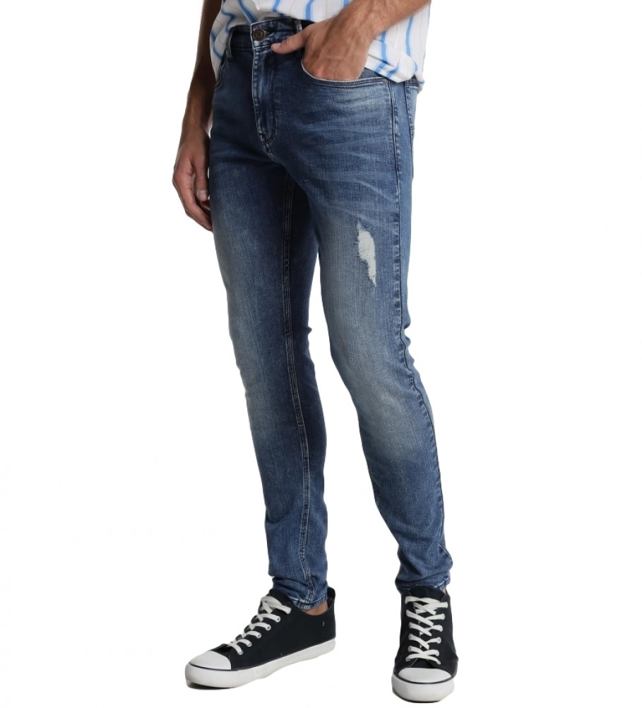 Six Valves Jeans skinny en denim bleu