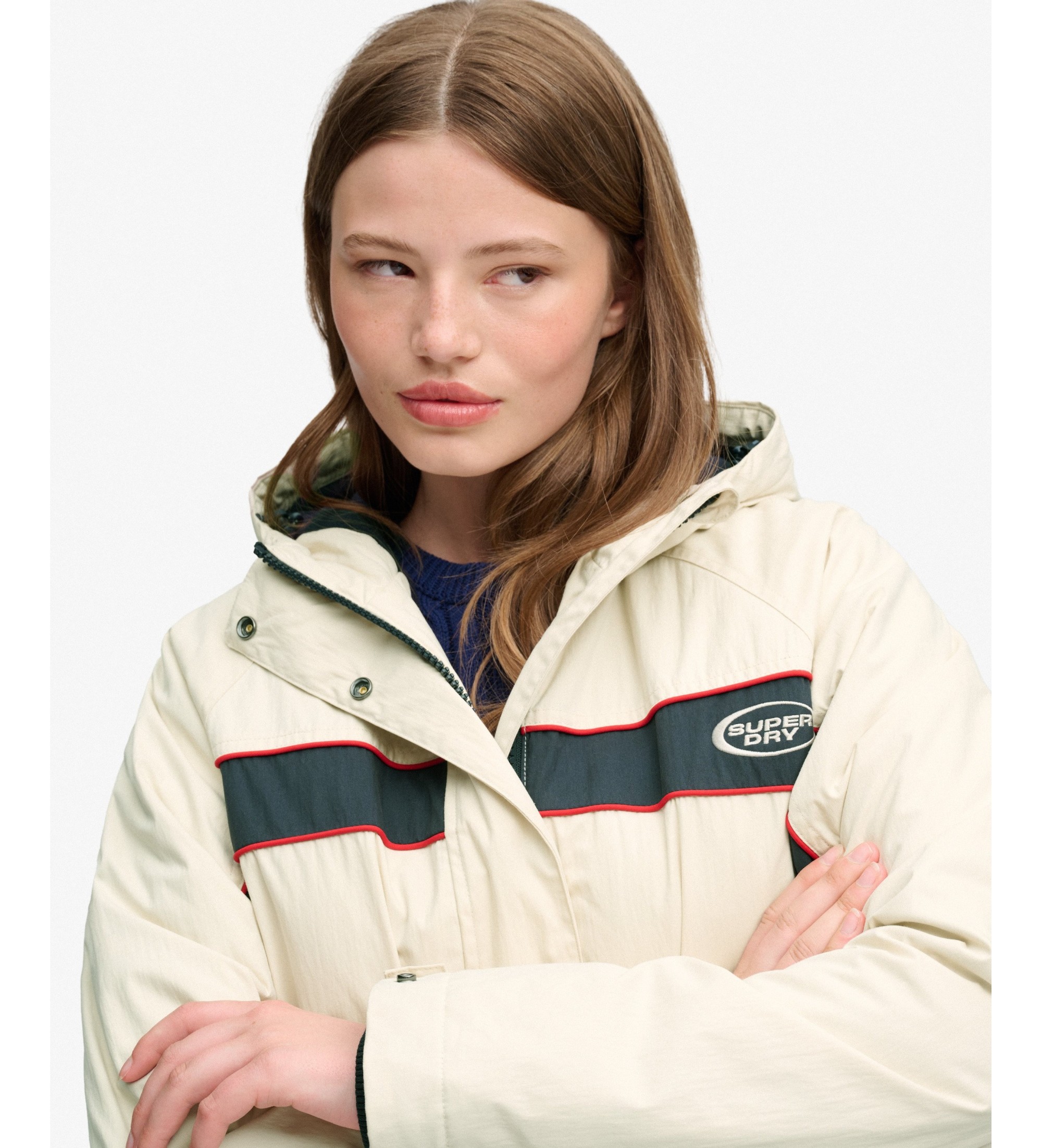 Superdry Vintage Hooded Wind Jacke mit Kapuze, beige