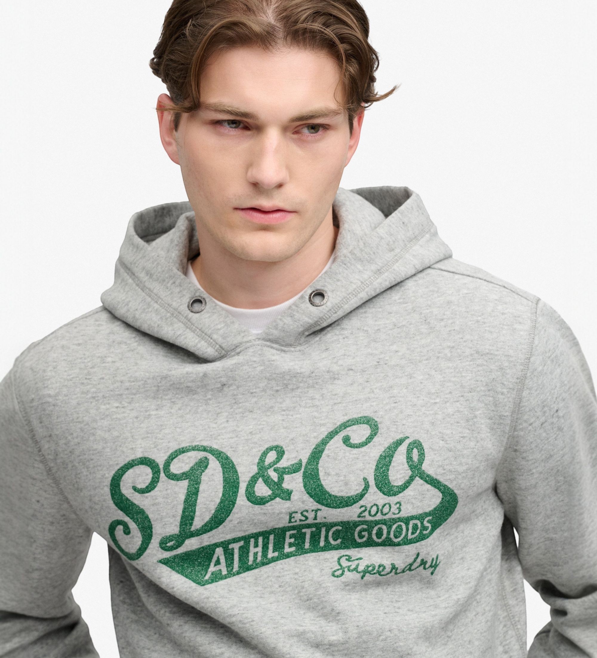 Superdry Sudadera con capucha Vintage Script gris
