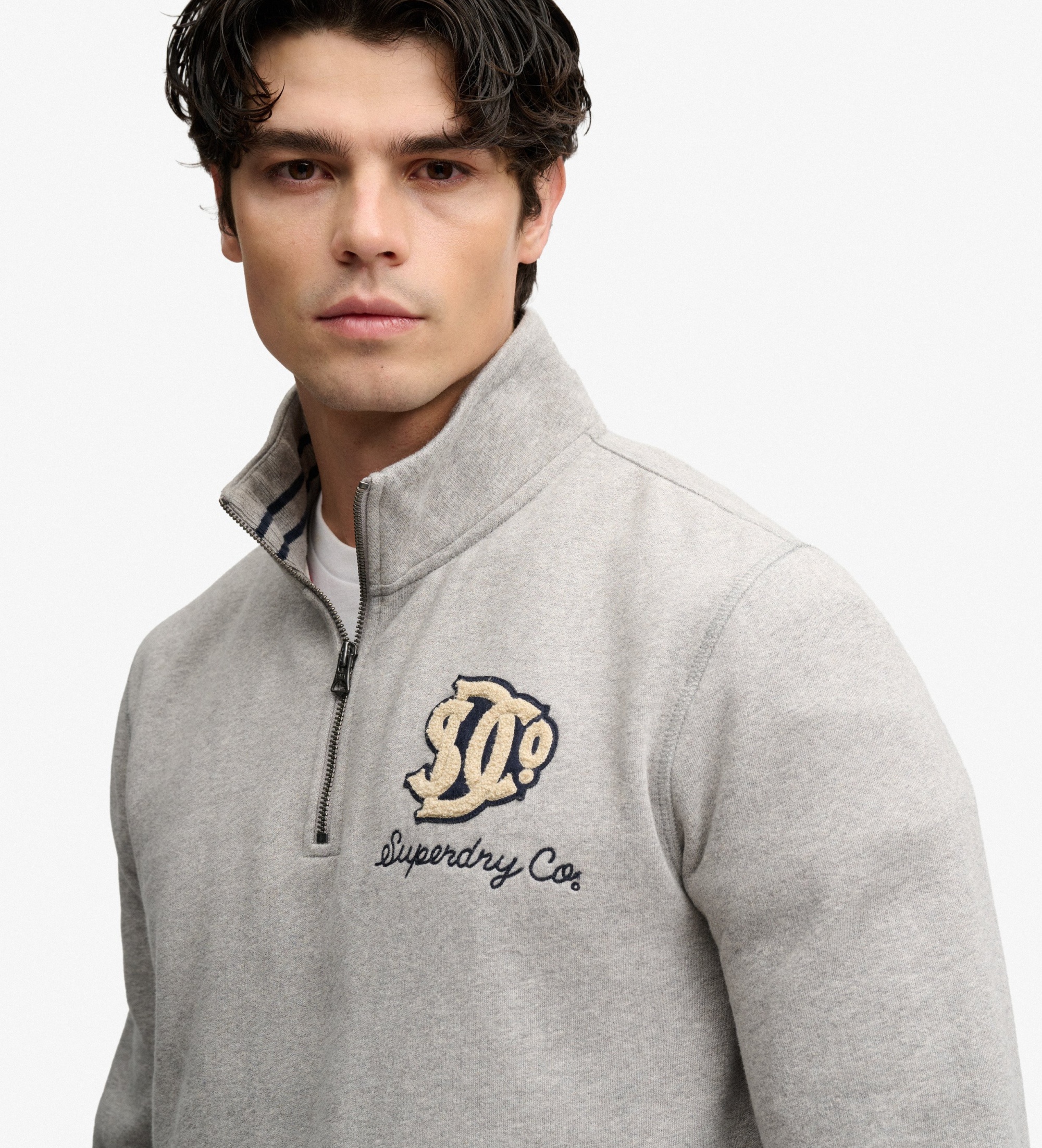 Superdry Sudadera con media cremallera Vintage Athletic Half gris