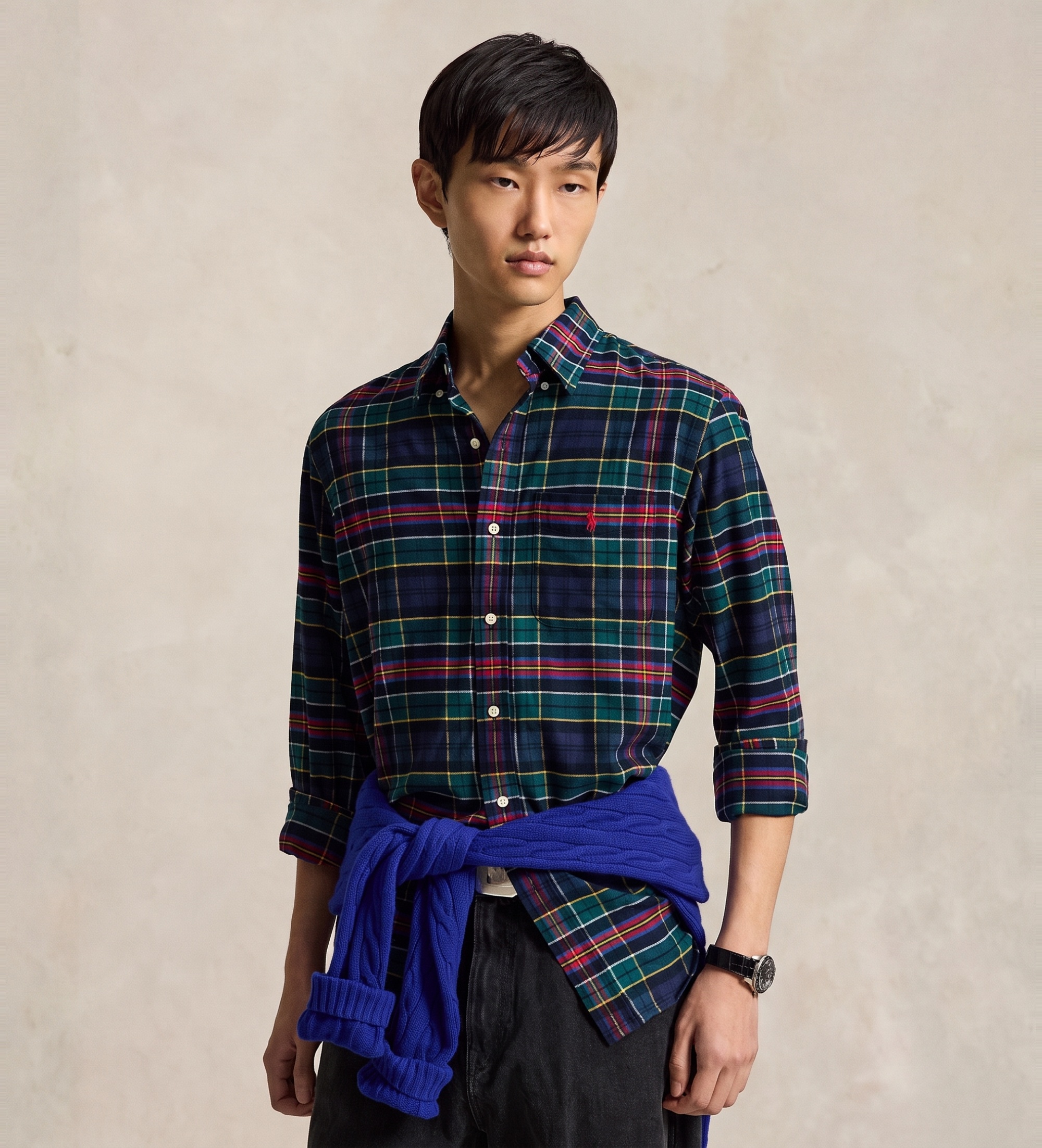 Polo Ralph Lauren Camisa de sarga técnica Custom Fit verde
