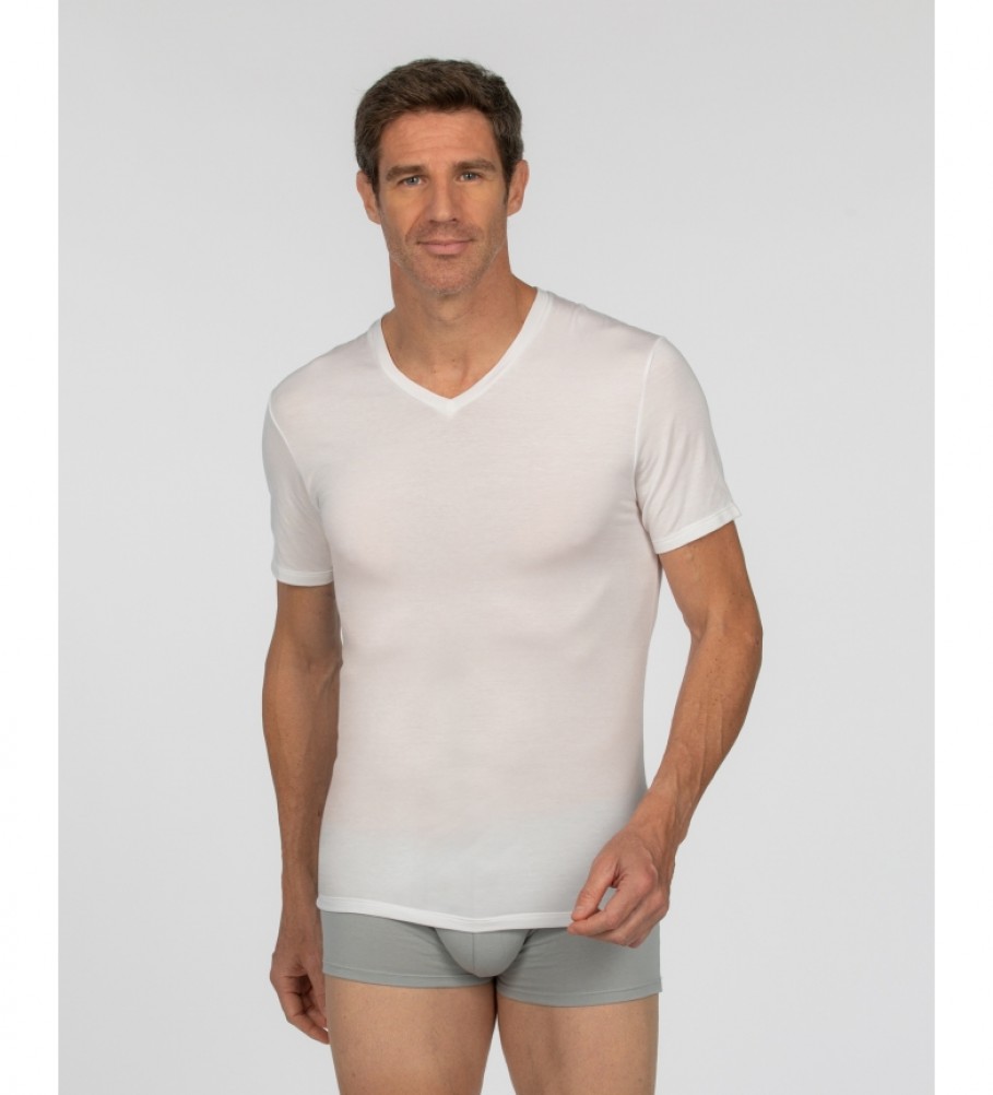 Abanderado T-shirt in Tencel Ocean bianco, confezione da 2