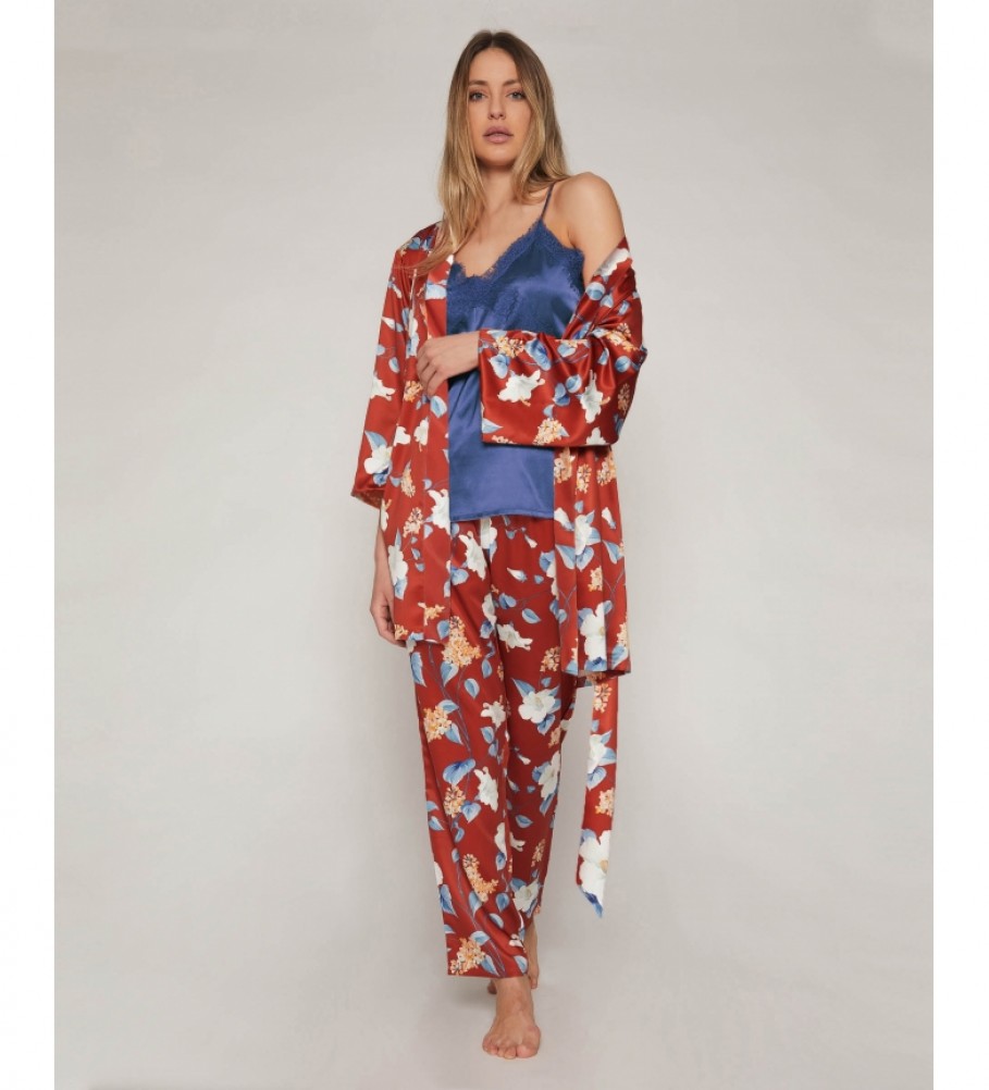 Admas Winter Garden pyjama + conjunto de roupão, floral, azul