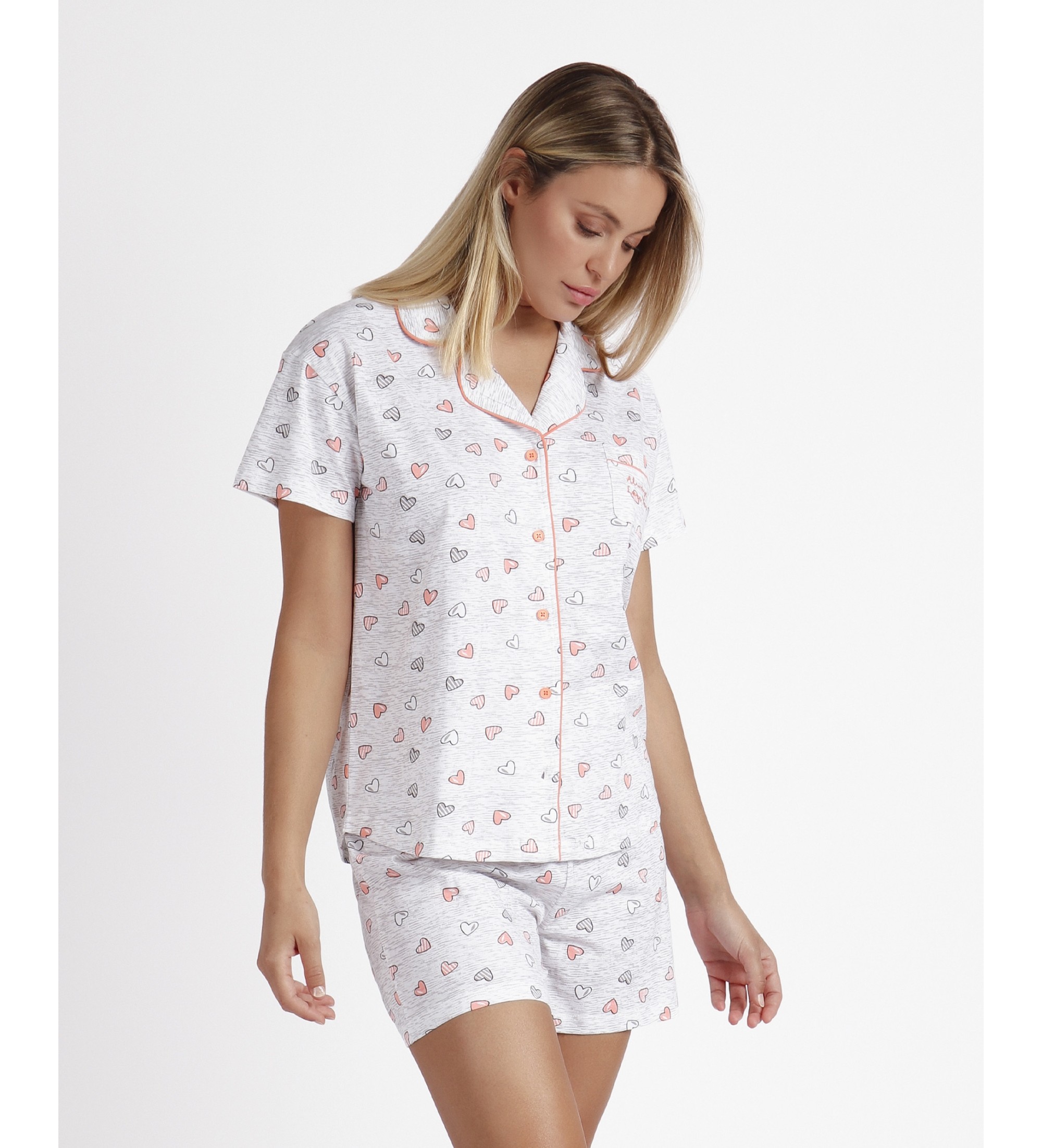 Admas Pijama Abierto Manga Corta Always Love You gris