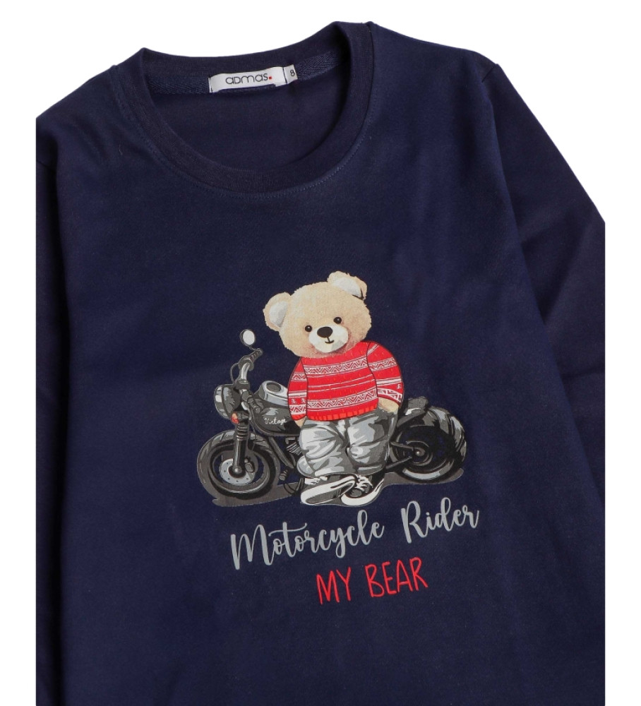 Admas Pijama De Osito Mujer Admas Pijama Manga Larga Bear Marino