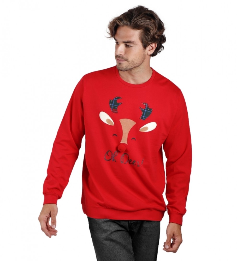 Admas Sweat-shirt Oh Deer rouge