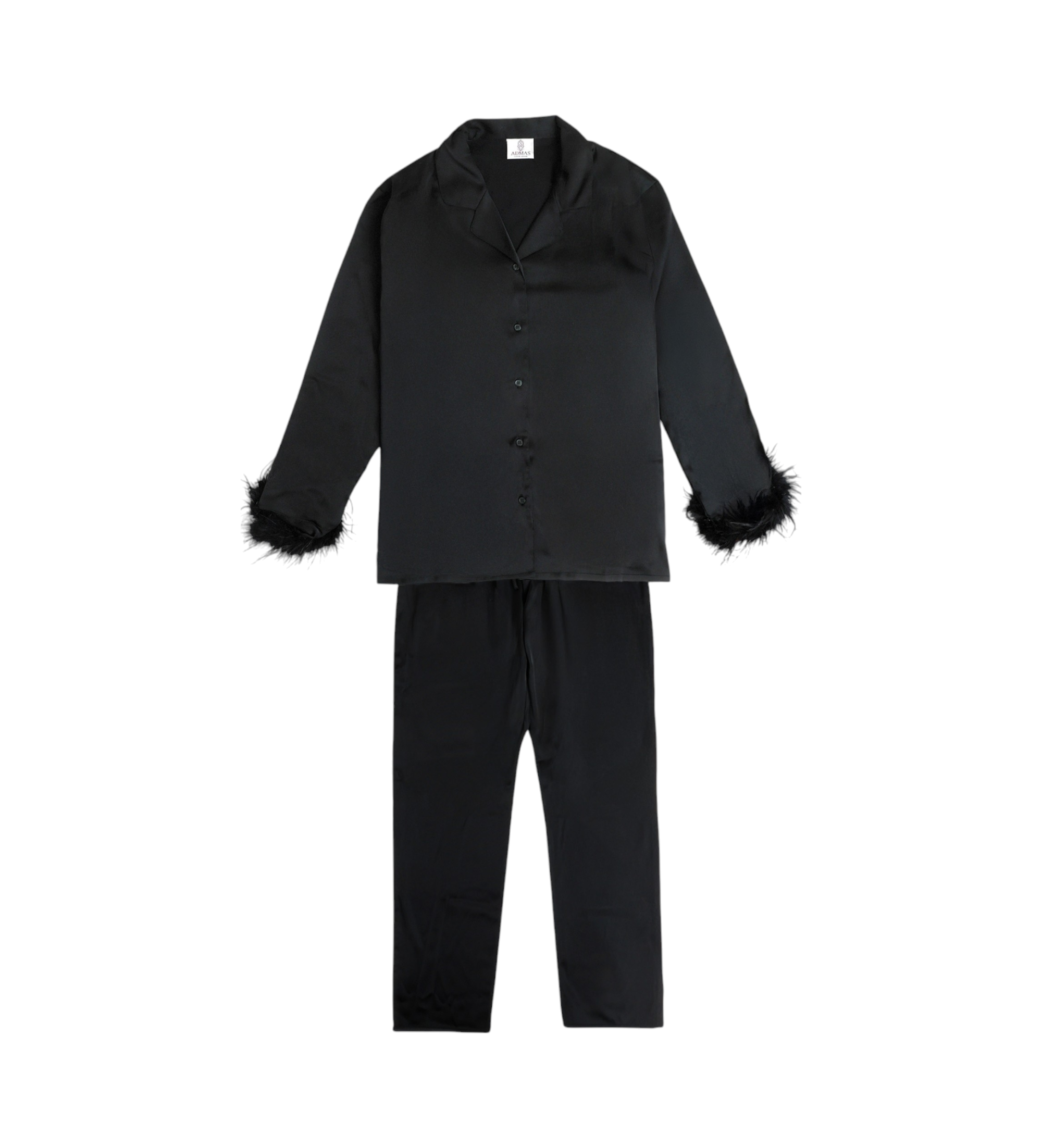 Admas Pijama Abierto Manga Larga Plumas Marabu Christmas Luxe negro