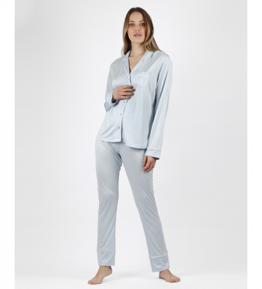 Admas Open pajamas Soft Secret blue