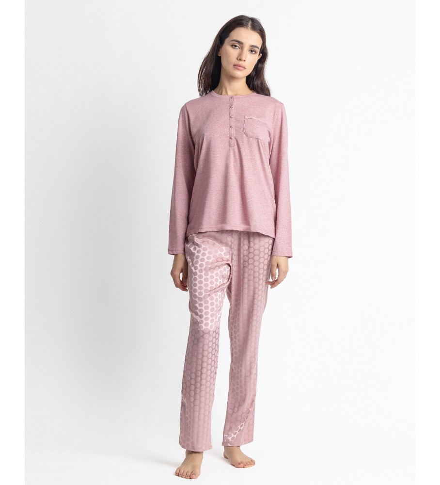Admas Pijamas de cetim rosa