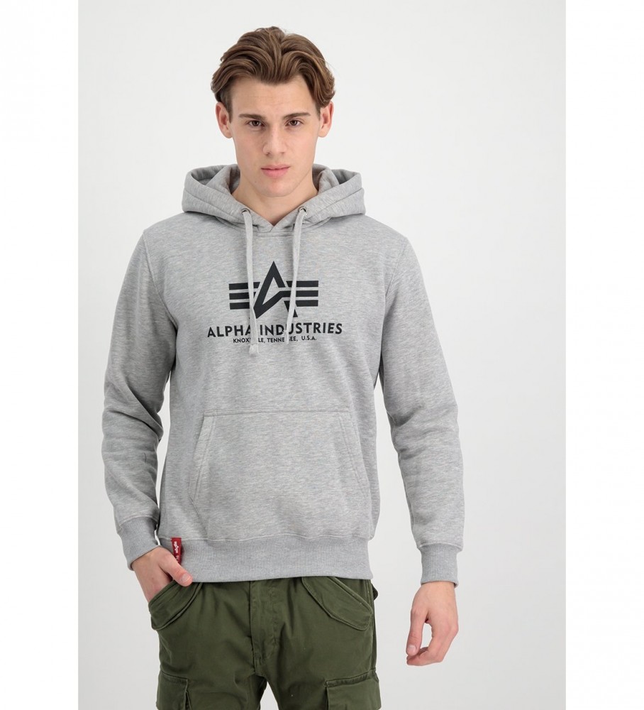 ALPHA INDUSTRIES Basic grey hooded sweatshirt - ESD Store fashion, footwear  and accessories - best brands shoes and designer shoes