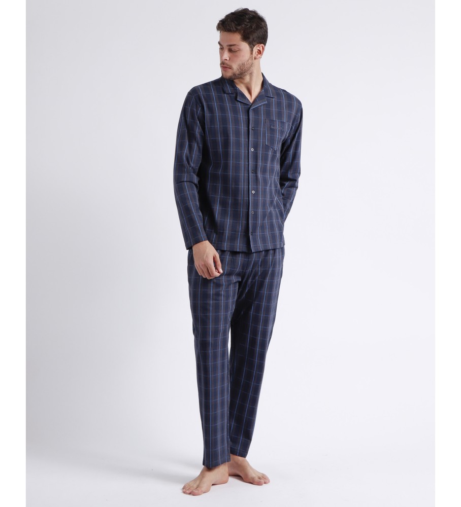 Antonio Miro Pyjama ouvert à manches longues Cassette navy