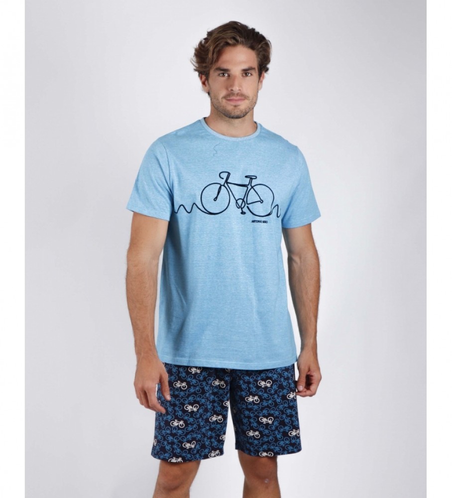 Antonio Miro Pyjama à manches courtes Bike Stripes bleu