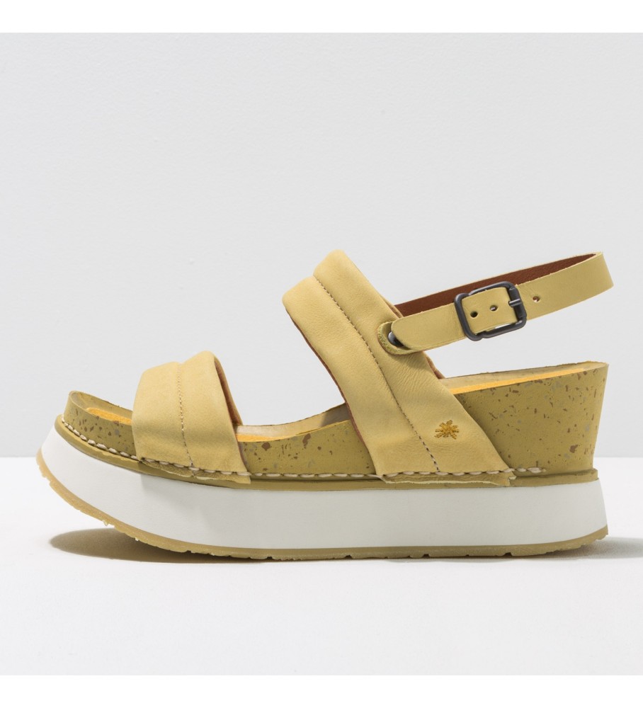Art Nobuck-W Sun Light Santorini yellow leather sandals -Height: 7.5cm