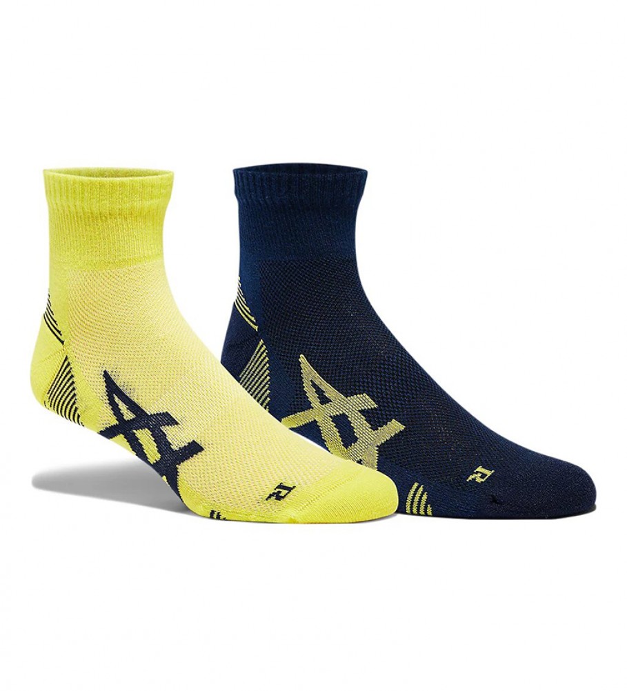 Asics 2-pack of Cushioning Socks navy yellow