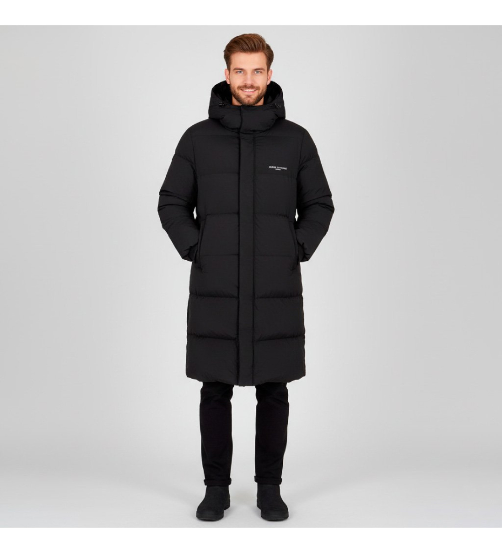 A|X Armani Exchange Lange zwarte donzen jas A|X Armani Exchange Lange zwarte donzen jas