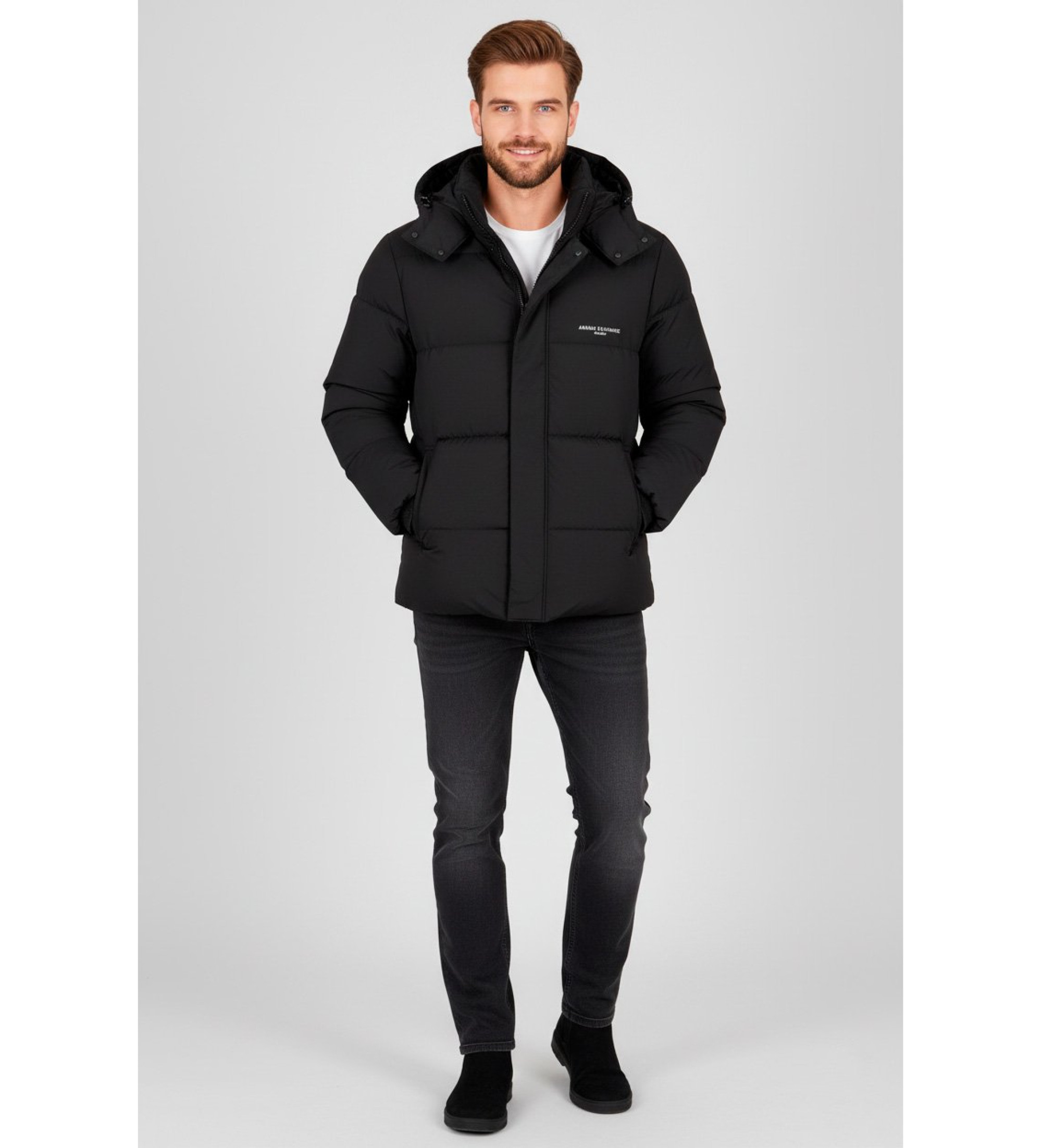 A|X Armani Exchange Zwart donsjack met capuchon A|X Armani Exchange Zwart donsjack met capuchon