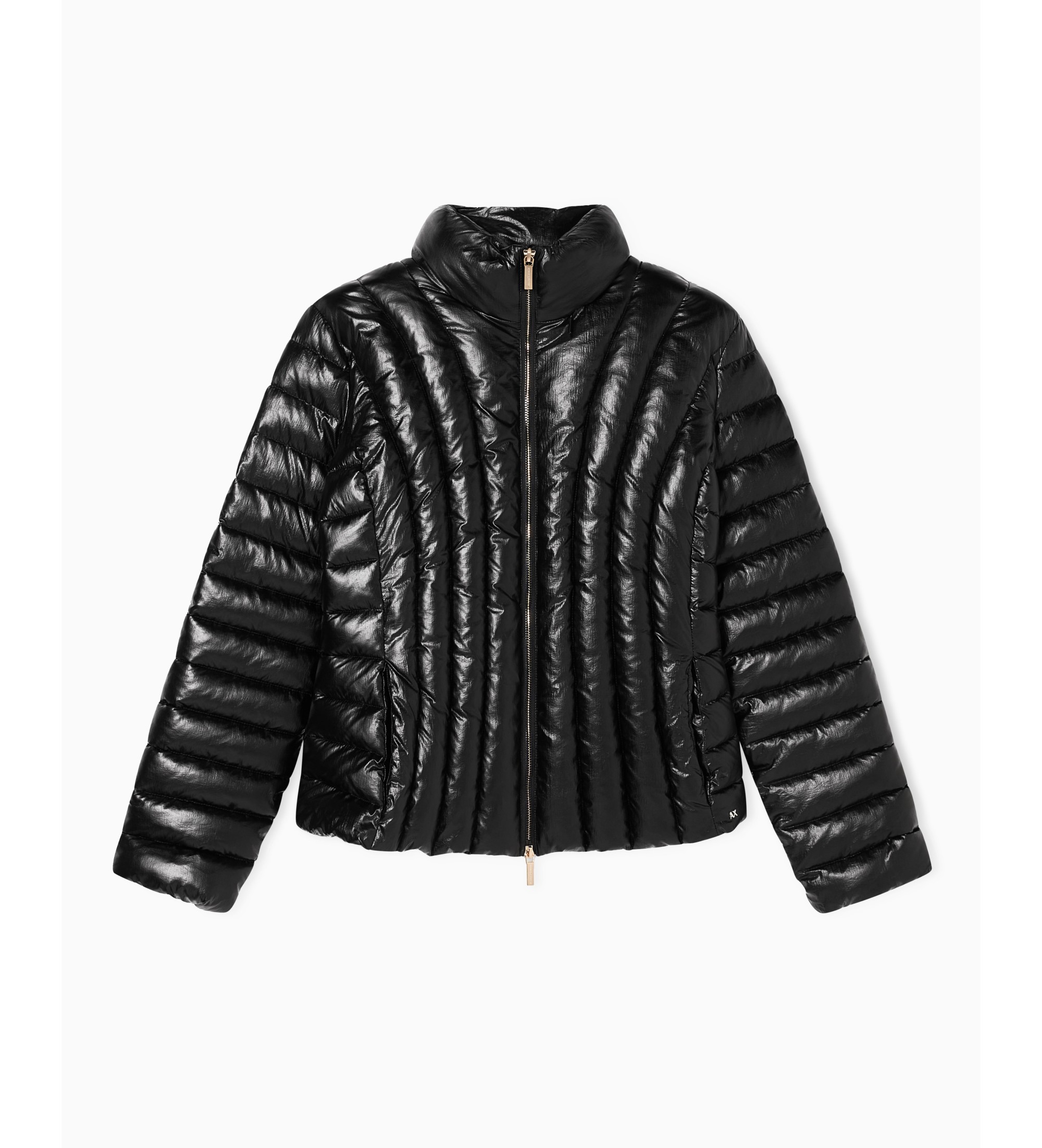 A|X Armani Exchange Pikowana kurtka z recyklingowanej folii z czarnym metalicznym efektem