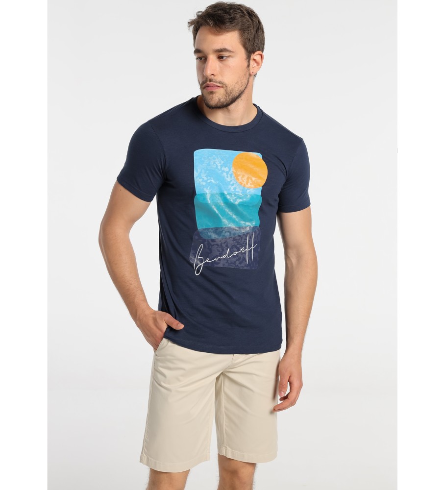 Bendorff T-shirt gráfica abstrata da marinha