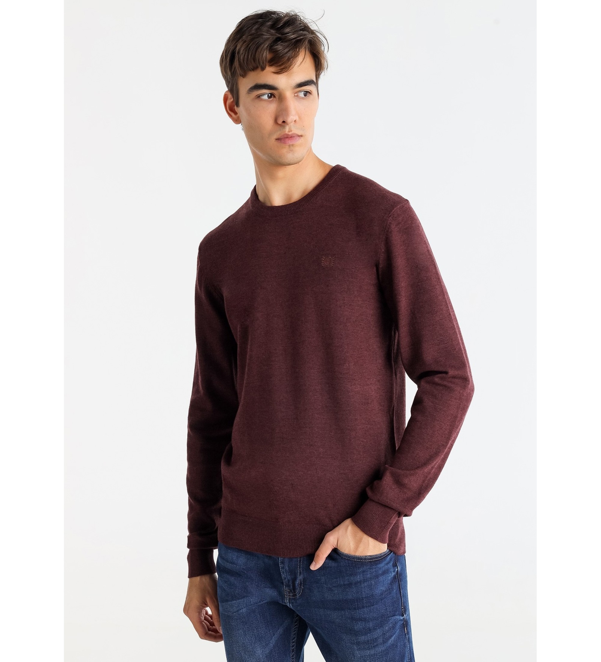 Bendorff Camisola de malha básica com logótipo bordado em castanho